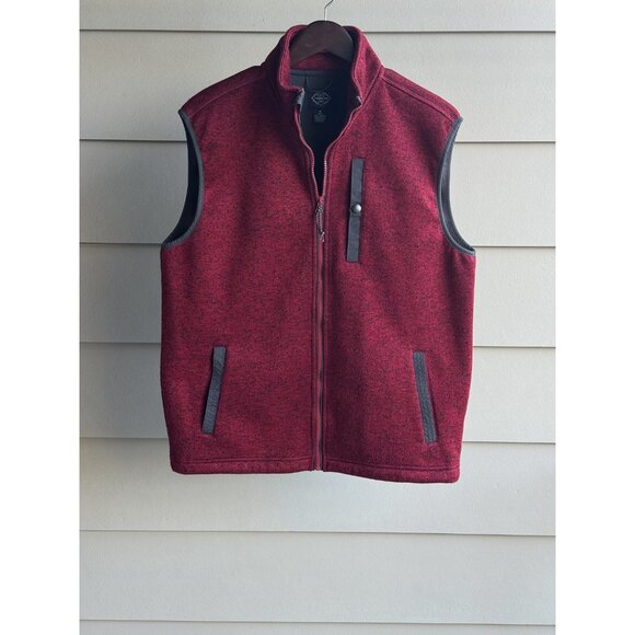 St. John’s Bay Men’s Performance Fleece Vest Maroon Sz M Windproof Water Resista - Picture 6 of 8